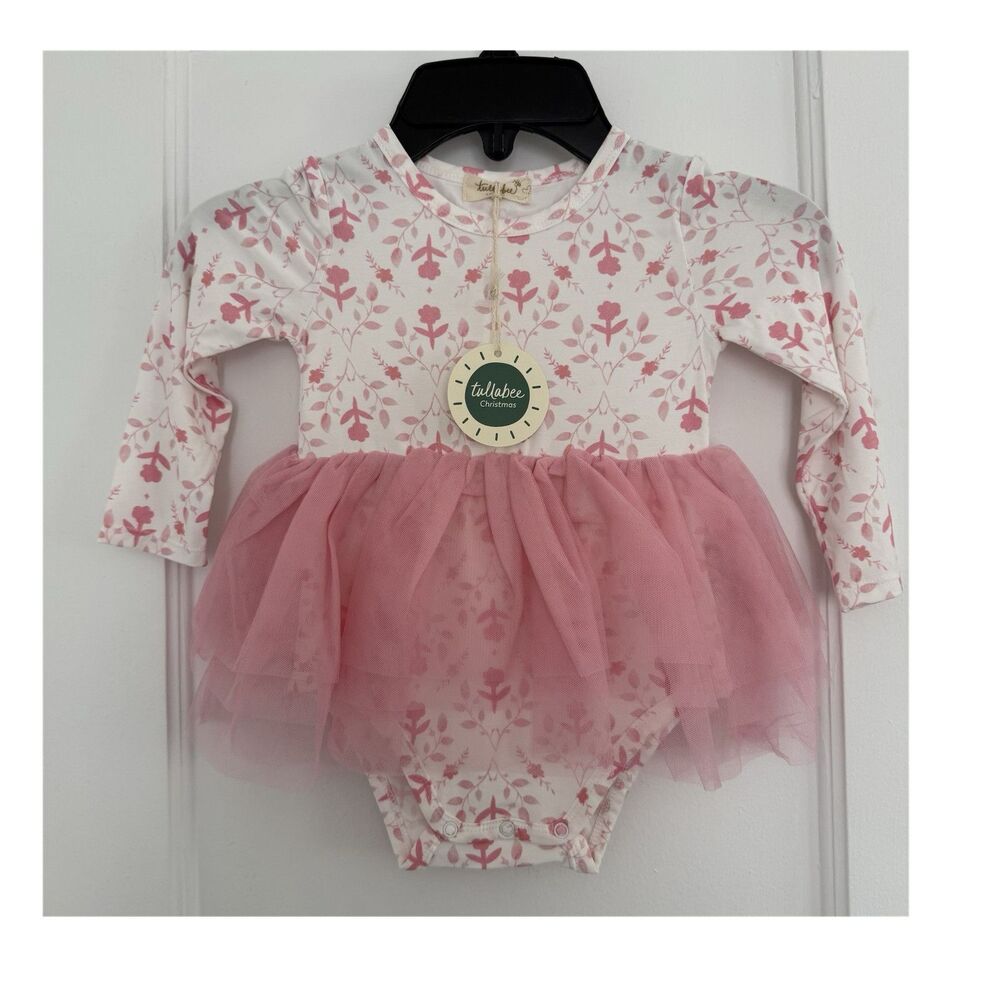 tullabee Bamboo Tulle Twirl One-Piece Floral Long Sleeve 12-18m New with Tags
